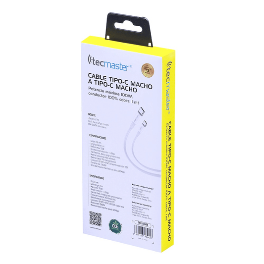 Cable Tecmaster Tipo C Macho a Tipo C Macho
