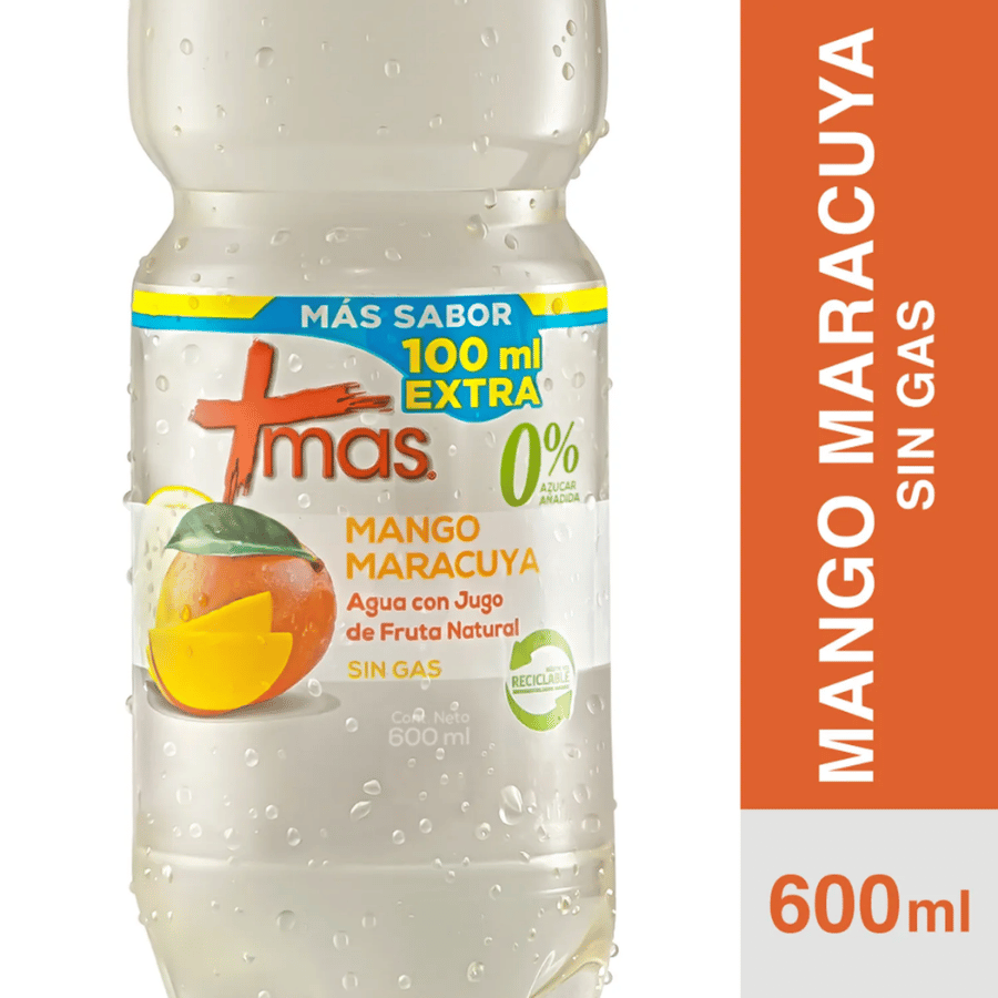 Agua Mas Mango Maracuyá 600cc