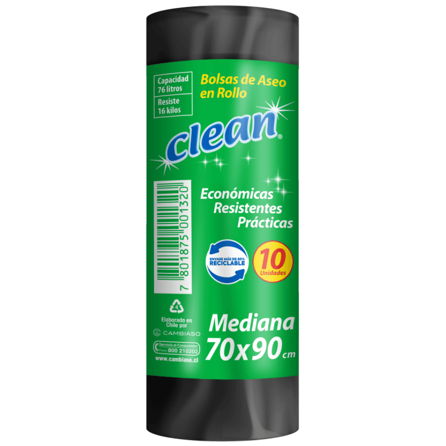 Bolsa de Aseo Clean Mediana 70x90 cm 10 Unidades