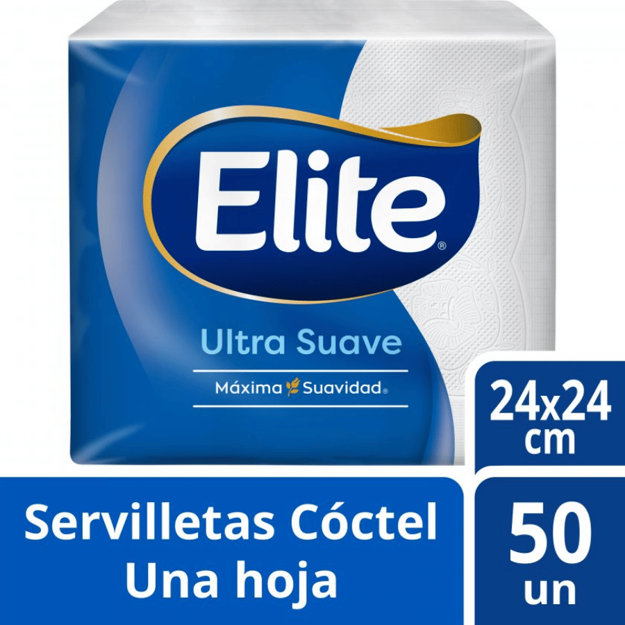 Servilleta Cocktail Elite Hoja Simple 24x24 cm 50 Unidades