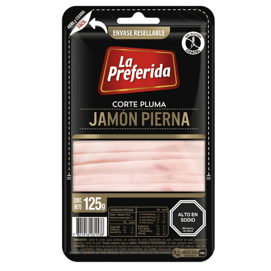 La Preferida Jamón Pierna Corte Pluma 125g