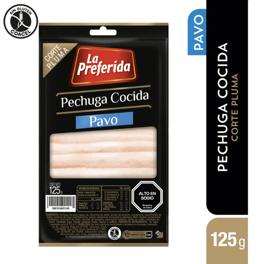 La Preferida Pechuga Cocida Pavo Corte Pluma 125g