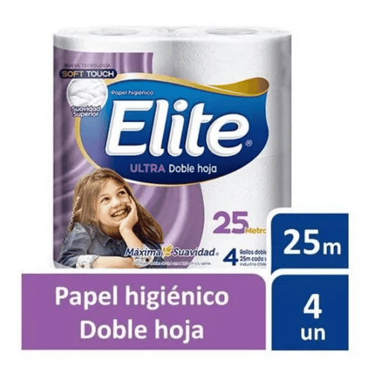 Papel Higiénico Elite Ultra Suave Doble Hoja 4 Rollos 25 m
